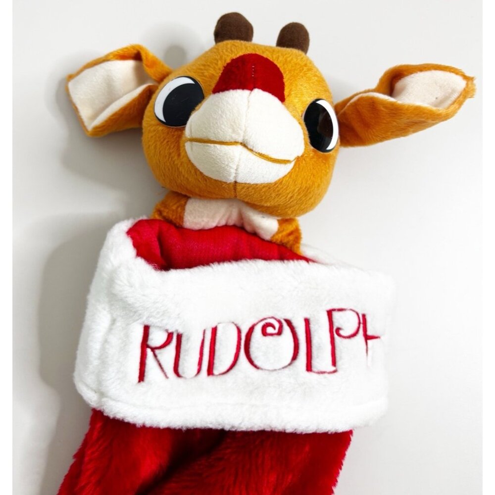 Rudolph The Reindeer Plush Head 19" Christmas Stocking EUC